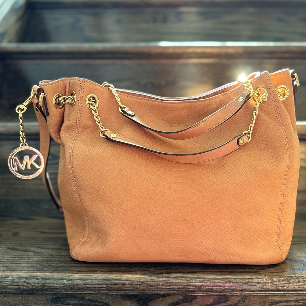 Michael Kors Jet Set Chain Gather Shoulder Bag Women Leather Purse - Picture 4 of 16